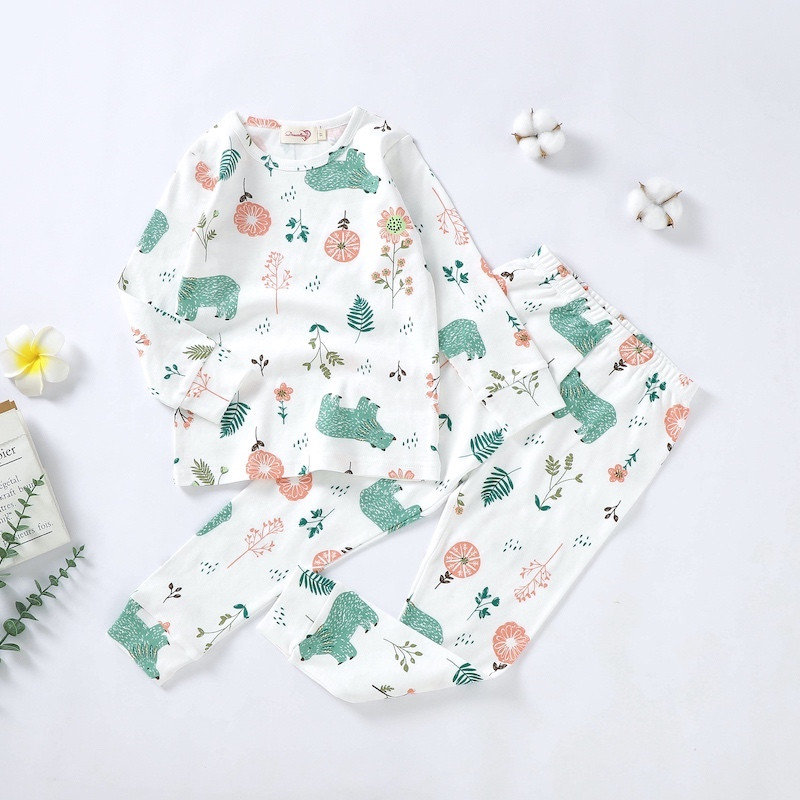 Pajama Set 2Y-7Y Organic Cotton O-neck Super Soft And Breathable Bear HY6004-8